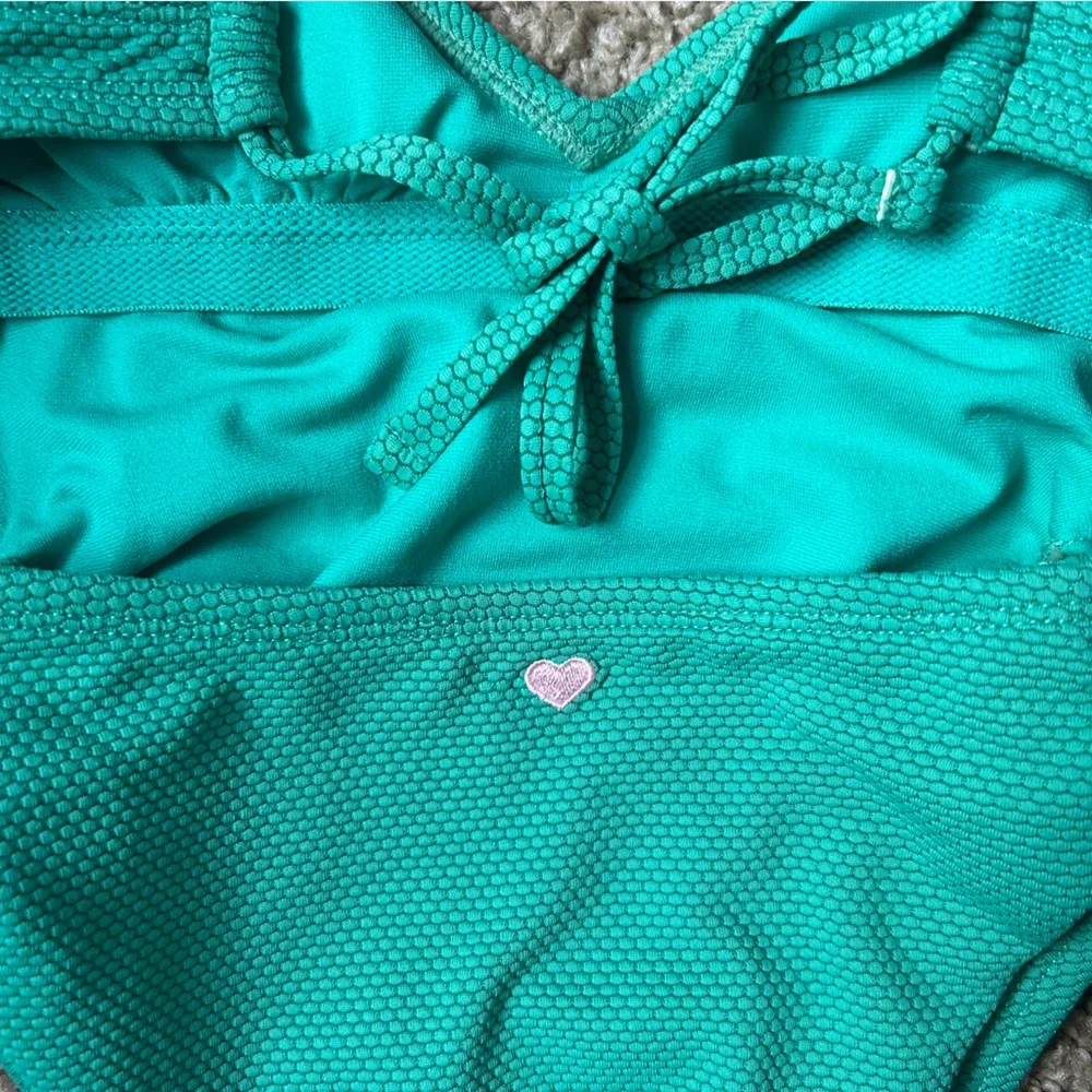 W Stoney Clover Lane x Target Green Deep V Neck One Piece Swimsuit Size XXS |E10